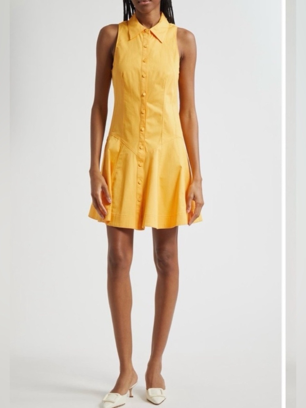 Cinq à Sept Poppy Sleeveless Stretch Twill Shirtdress in Ginger Orange - Picture 5 of 9